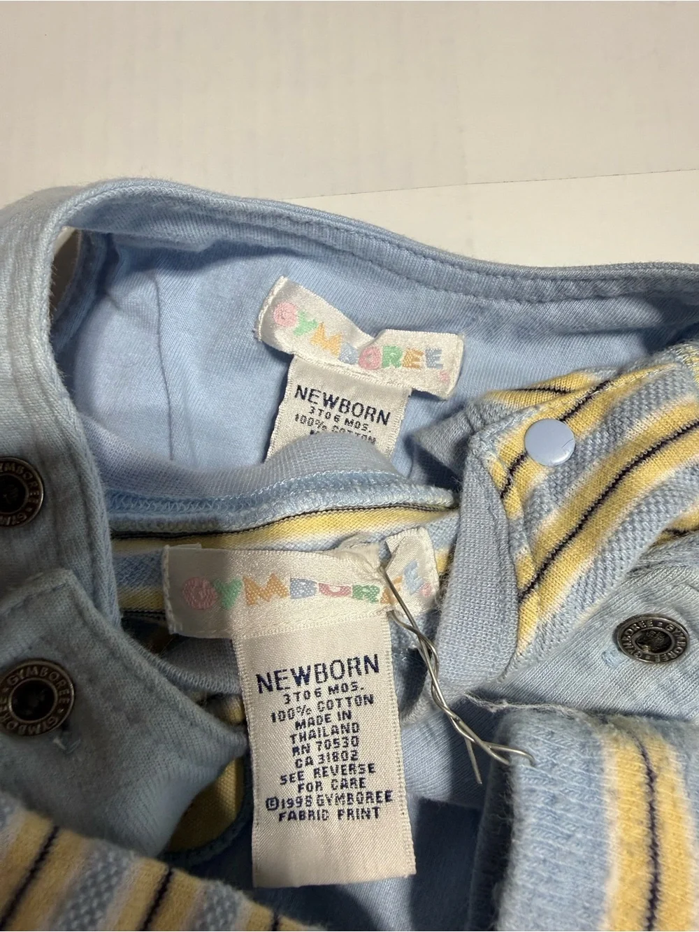 Vintage 1998 Gymboree Rainbow Tag Blue Overalls‎ Striped Onesie Socks Set NB